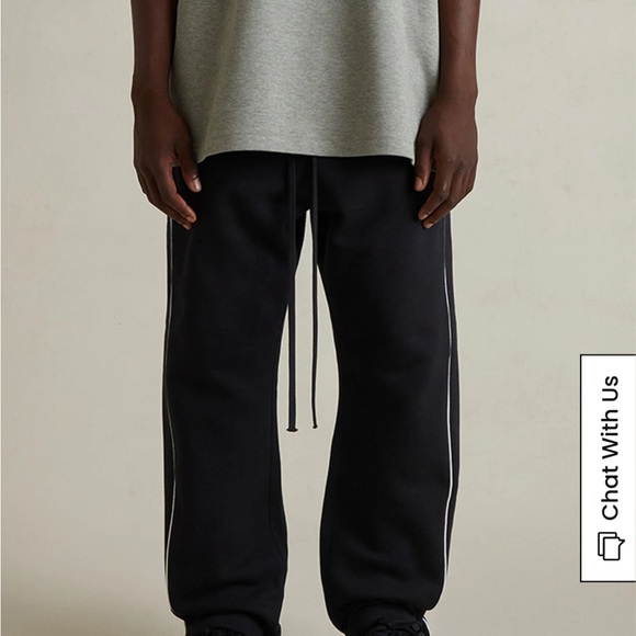 Essentials Fear of God Black Joggers with White Piping - Picture 2 of 5